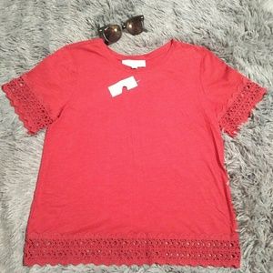 3 for $20 NWT! LOFT fuschia T with crochet hems S
